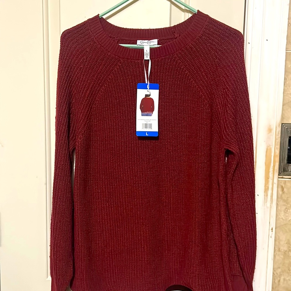 Women’s size large NWT red knit sweater by Jessica Simpson.
